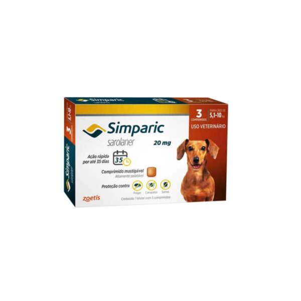 Simparic Tab 20mg- 3 Comp. 5,1 a 10kg