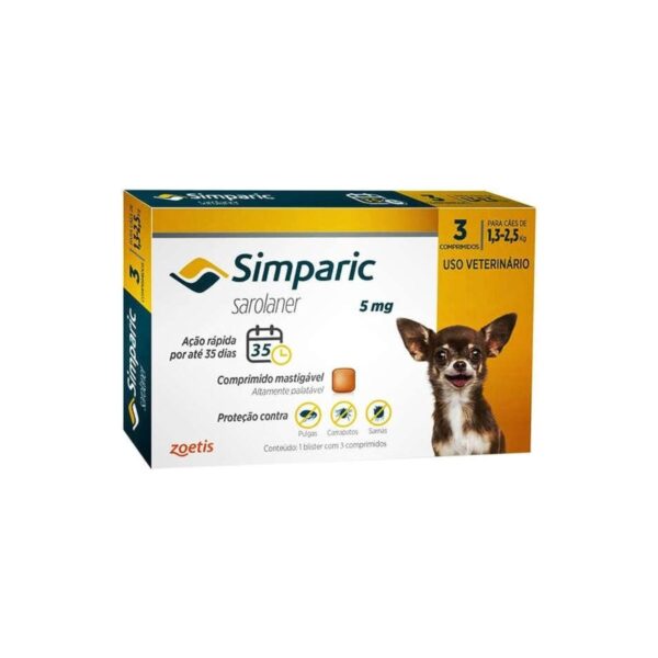 Simparic Tab 5mg- 3comp. 1,3 a 2,5kg